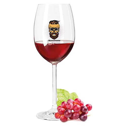 GRAVURZEILE Leonardo Copa de vino con impresión UV, diseño hipster 2.0, personalizada con nombre, regalos originales y divertidos para él para cumpleaños y día de San Valentín, color Daily UV Cover