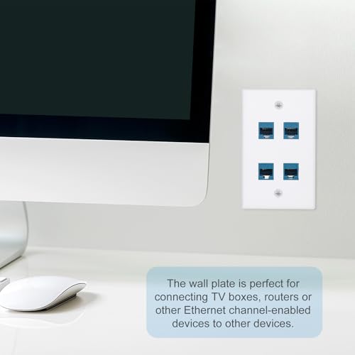 Plaque murale Cat 6 triple RJ45 et prise TV Fiche F pour connexion stable - 5
