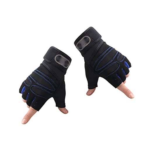 Hemoton 1Pair Half Finger Fitness Gloves for Men Dark Blue Riding and Weight Lifting Gloves Breathable and Shock Absorbing XL for Outdoor Activities and Gym Workouts