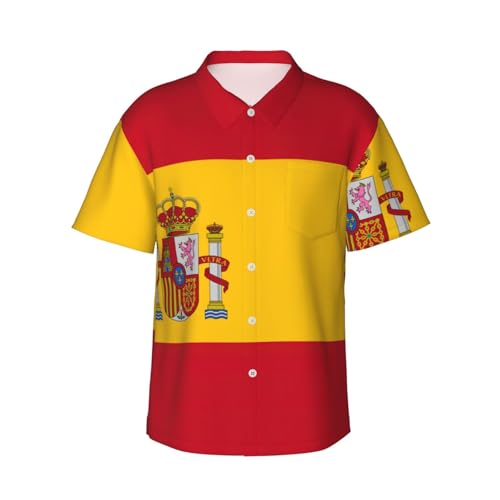 Chemise hawaïenne imprimée drapeau espagnol homme short été décontracté look vacances