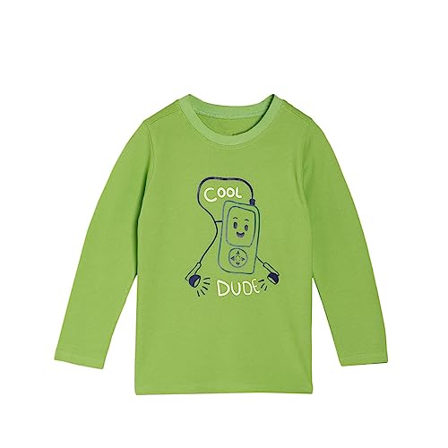 Image of miniklub Boys Green Printed Cotton T-Shirt