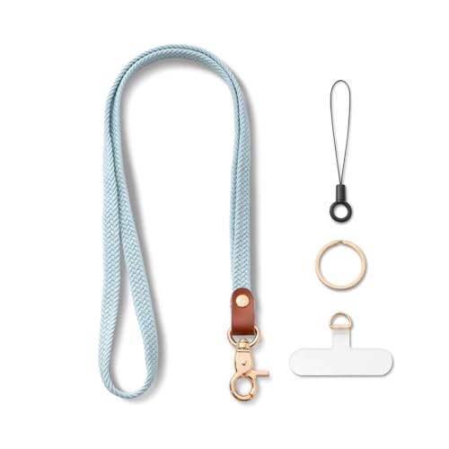 MORSUNBELA Schlüsselband zum Umhängen Geflochten Lang Lanyard Schlüsselband Schlüsselanhänger Band Hellblau
