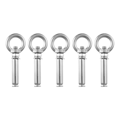 Image of uxcell Ring Lifting Expansion Eyebolt, 5pcs M8x70mm 304 Stainless Steel Expansion Screw with Eye Ring for Concrete Brick Wall