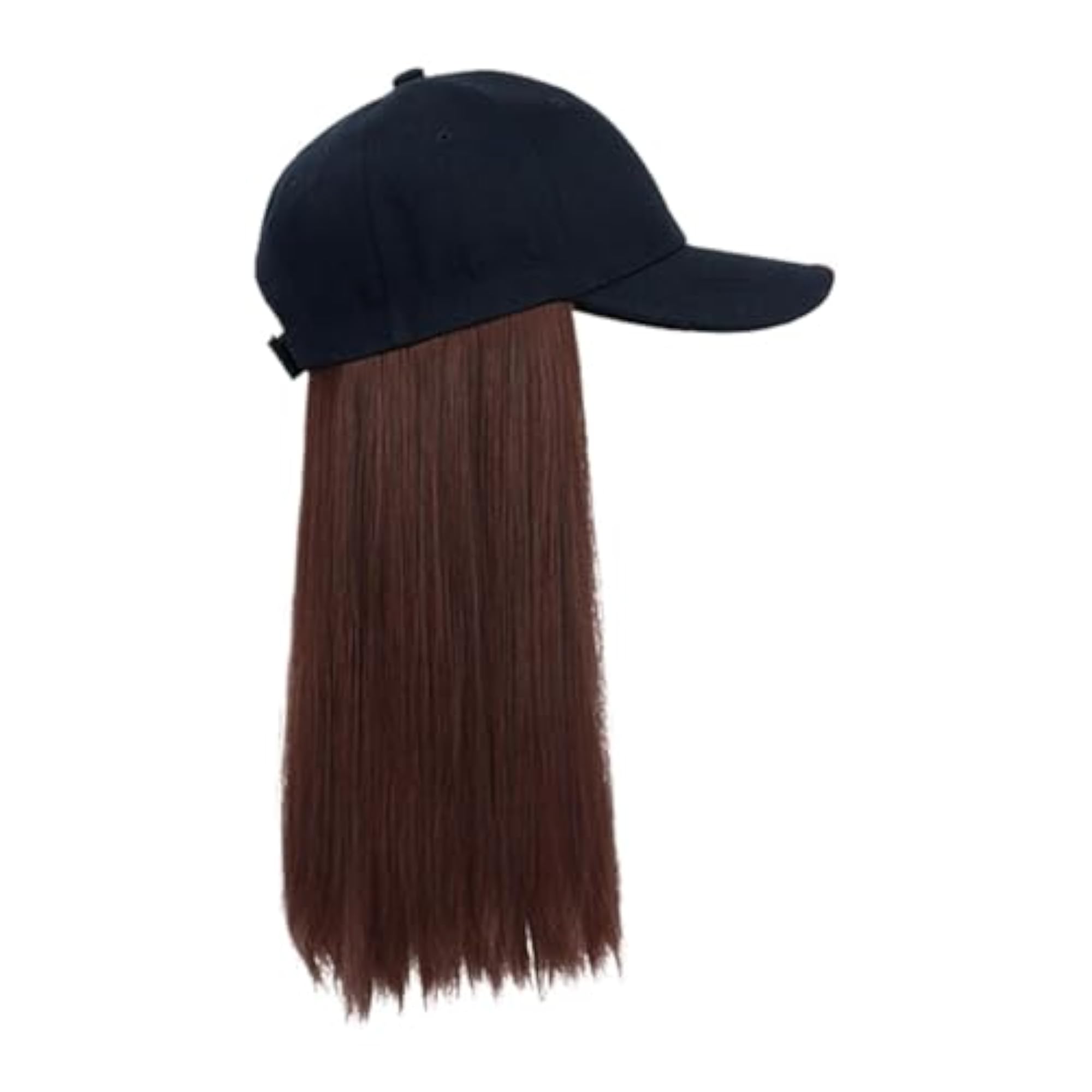Baseball Cap Wig with Hair Extensions, Decorative Brown Hair