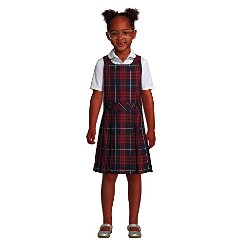 Lands' End Uniform Custom Jumper Top Of Knee Classic Navy Large Plaid Kids 7 #TOP2