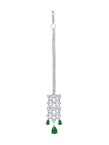 Image of ASMITTA Jewellery American Diamond Necklace Jewellery Set for Women with Earrings & Maang Tikka for Wedding, Party