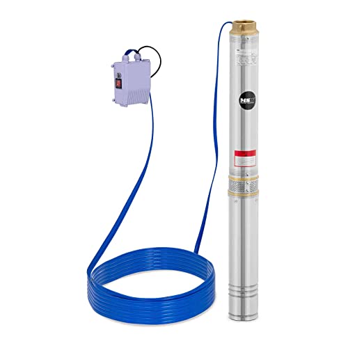 MSW Brunnenpumpe 95 mm / 3,75'' - 10 800 l/h - 1100 W - 50 m Kabel / 51 m Förderhöhe - Edelstahl, Tiefbrunnenpumpe Tauchpumpe Rohrpumpe