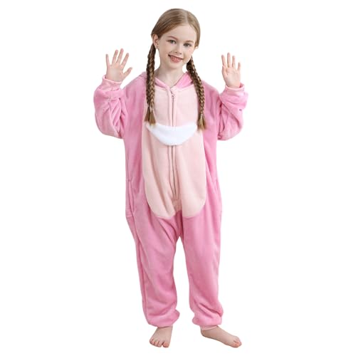 Unisex Children Pink Onesie Halloween Costume Christmas Pajamas For Girls and Boys 6-7Y