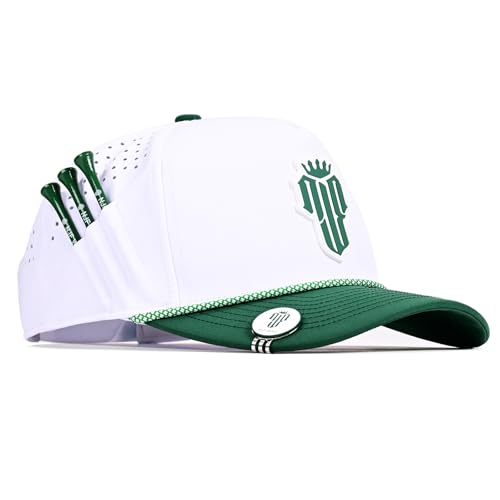 Image of Men's Golf Hat with Tee Holder & Magnetic Ball Marker | Breathable Performance Golfing Hat for Men | Water-Resistant Rope Golf Cap | Moisture-Wicking Snapback Golfing Hats
