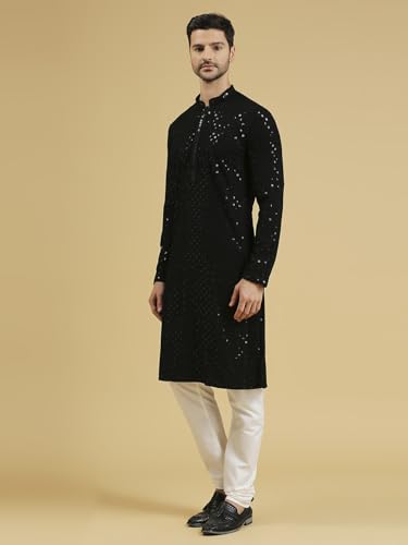 Image of Rajubhai Hargovindas Men Chikankari and Sequin Work Kurta