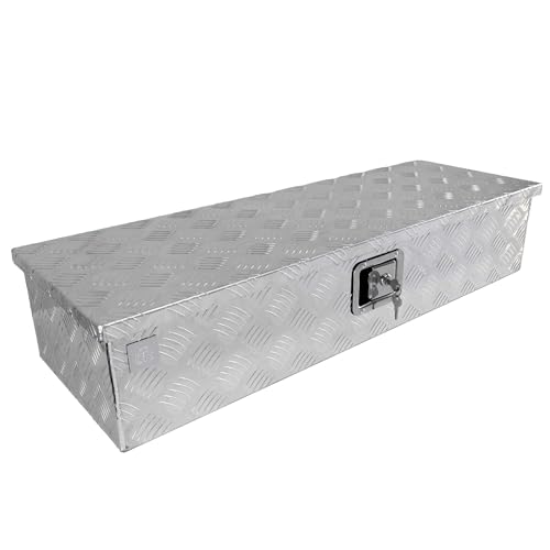 The Drive Staubox Deichselbox für Anhänger, Nutzfahrzeuge 950x320x190mm | Alu-Riffelblech | Silber