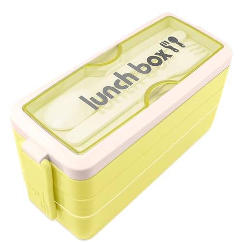Iteryn Bento Box Lunch Box, 3 Layers Stackable Lunch Containers with Compartments-Leakproof Meal Prep Containers