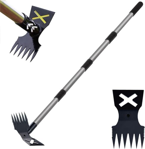 Zappa da giardino, strumento per la rimozione delle erbe, con manico lungo, 110 cm, 2 in 1, manuale di erbe cattive e zappe da giardino, trazione di diserbazione robusta per cortile, prato, terrazza