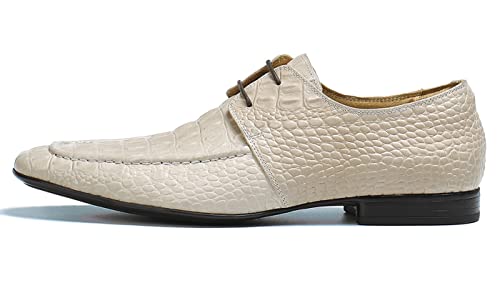 Santimon Mens Dress Shoes Modern Formal Lace up Oxford Shoes for Men Ivory2