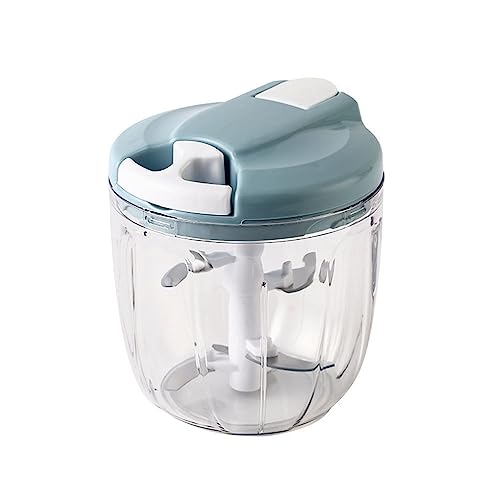 フードプロセッサー みじん切り器 チョッパー 手動 フードチョッパー 肉挽き器 みじん切りカッター 大容量 ふたも洗える 独自のダブルツイストブレード 滑り止め みじん切りカッター 野菜カッター 家庭用 キッチン用品 (大きいサイズ,ブルー)