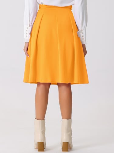 Image of Allegra K Women's Office Work Skirts Belted Waist Midi A-Line Pleated Skirt