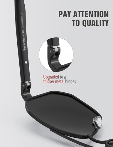 GREY JACK Aviator Polarized Lens Clip On Glasses,Metal Frame Spectacle Frame with 3PCS Magnetic Lens for Myopic Men Women GJ80006 Black Frame