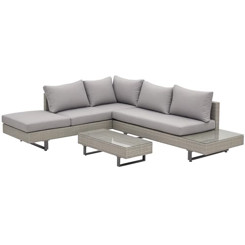 Outsunny Polyrattan-Lounge-Set 3-TLG. Couchtisch Beistelltisch...