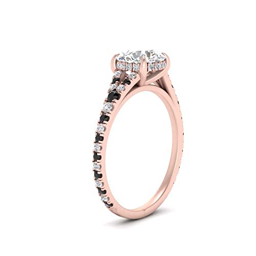 Image of Choose Your Gemstone Round Split Halo Pave Diamond CZ Ring Rose Gold Plated Round Shape Halo Engagement Rings Matching Jewelry Wedding Jewelry Easy to Wear Gifts US Size 4 to 12