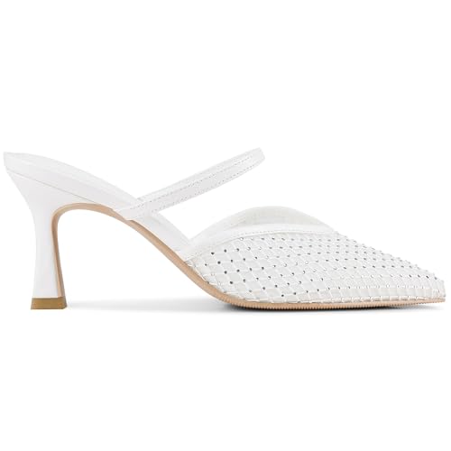 Image of USIMAD Women's Mesh Mule Heels Pointy Toe Closed Toe High Heel Sandals Slip On Dress Shoes with Memory Foam Insole Arch Support