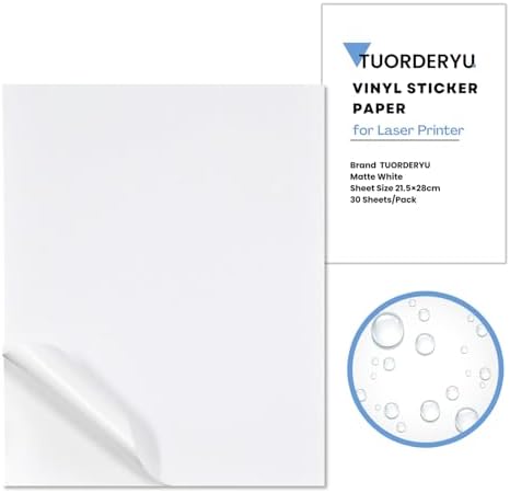 Amazon.com : TUORDERYU 8.5" x 11" Premium Printable Vinyl Sticker Paper ...