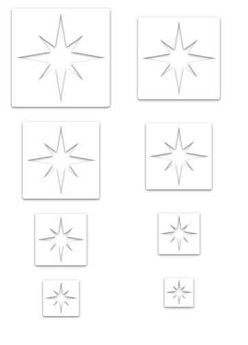 Debbery 8 Pcs Star Stencils Painting, Different Sizes of Octagonal, Star Templates Reusable Plastic Templates for DIY Craft Projects, Cake Decorations, and Home Decor