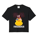 Funny 4th of July Duck Firequacker Sunglasses Patriotic Comfort Colors Crop Top