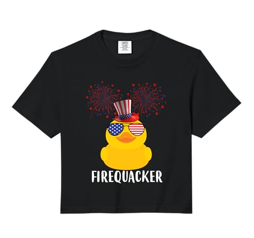 Funny 4th of July Duck Firequacker Sunglasses Patriotic Comfort Colors Crop Top
