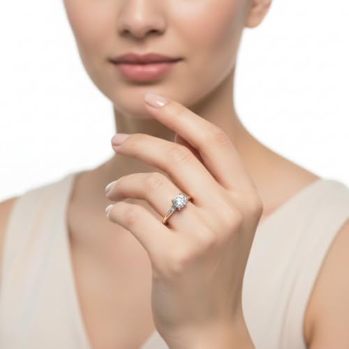 Image of Choose Your Gemstone Petite Dome Engagement Ring Rose Gold Plated Round Shape Petite Engagement Rings Everyday Jewelry Wedding Jewelry Handmade Gifts for Wife US Size 4 to 12