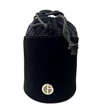 GIORGIO ARMANI BLACK Drawstring Velvet Suede Cosmetic Pouch Makeup Bag Fragrance Vaniity Bag 6.5L X 10H X 6.5W - 0748