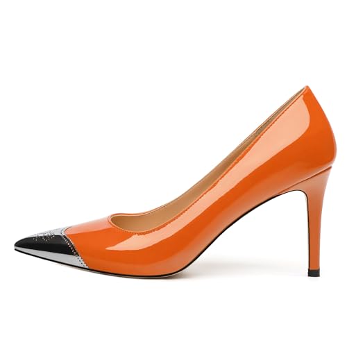 Women's Pumps, Two Toned Patchwork Pointed Toe High Heels, Fashion Slip On Daily Dressy Wedding Shoes for Women2