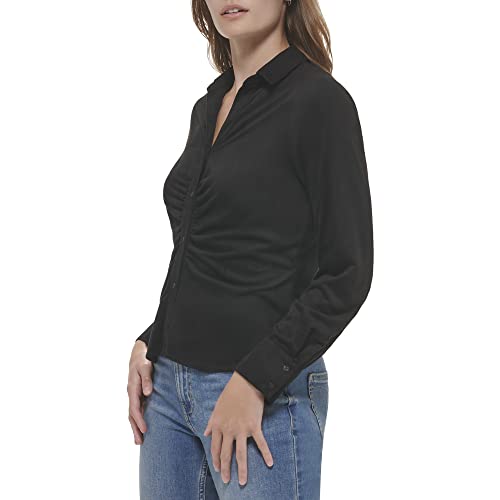 Image of Calvin Klein Women's Collar Soft Sinched Micro Suede