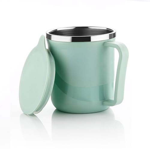 Image of XMART India Insulated Stainless Steel Coffee Mug with Lid - 300ml Double Wall Tea & Milk Mug for Travel, Home, Office, Restaurant Stylish, Leakproof, Drinkware Gifts for Woman,Man (1, Pista)