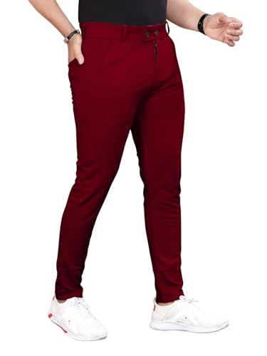 Image of Men's Everyday Wear Trousers | Regular Fit Solid Pants with Button | Smart and Comfortable Bottomwear (Pack of 1)