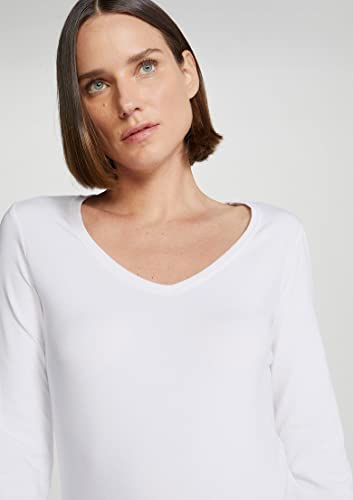 Blusa Básica Feminina Slim Manga Longa Branco G