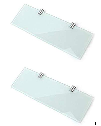 Juego de 2 estantes de cristal blanco para baño, cocina, dormitorio, 300 mm x 100 mm aprox.