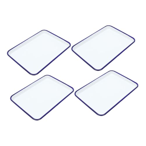 VALICLUD 4-Piece Vintage Enamel Baking Tray Set - Classic White Baking Pans for Kitchen Storage and Retro Bakeware