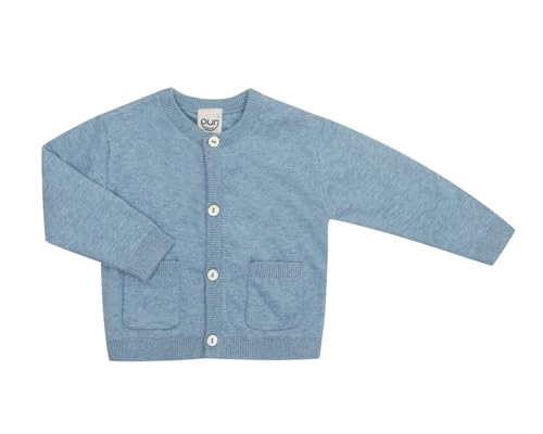 Puri Organic Cárdigan para bebé de doble punto de seda de algodón orgánico, certificado GOTS, Dusty Blue, 50-56