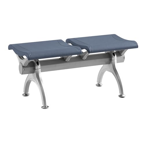 waiting room chair,Gray 2Seat PU Leather Waiting Room Chairs ArmrestFree Office Reception Bench Seating for Airport Bank Guest Lounge Furniture,