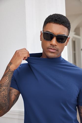 Image of COOFANDY Mens Mock Turtleneck Shirts Casual Premium Cotton Short Sleeve Shirt Basic Half Neck T-Shirts