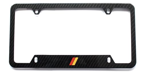 1 German License Plate Frame Aluminum with Carbon Fiber Finished License Plate Frame for Mercedes Benz Porsche BMW Audi Volkswagen VW