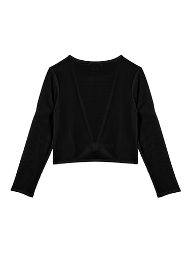 Kids Girls Long Sleeve Ballet Dance Tops Gymnastics Cardigan Mesh Cover Up Top Gym Yoga Shirts Activewear4