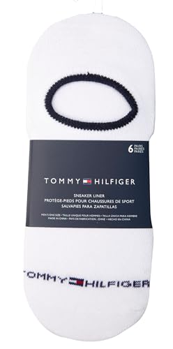 Tommy Hilfiger Men's Flag Logo No-Show Sneaker Liner Socks - 6 Pack (One Size, White)4