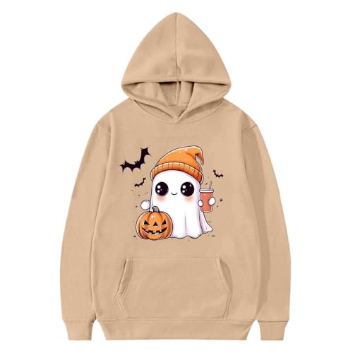 Cute Hoodies for Girls Halloween Graphic Hooded Sweatshirts Oversized Long Sleeve Fleece Pullover Tops with Pockets