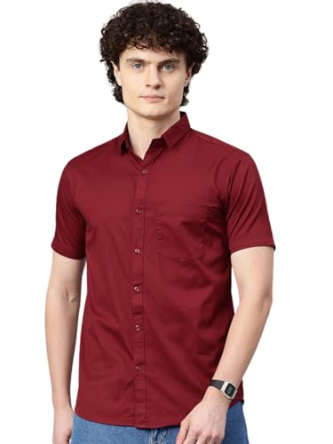 Image of Majestic Man Slim Fit Pure Cotton Half Sleeve Solid Casual Shirt