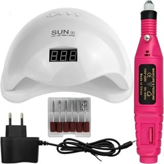 Kit Manicure Cabine Led UV 48w + Motor Lixadeira Eletrica Caneta Unhas Gel Unha Pedicure