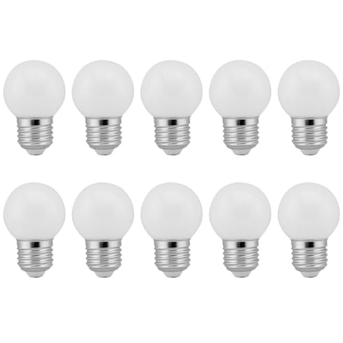 Kit 10x Lâmpada LED Bolinha Decorativa Branco Quente 1W E27 110V 3000K