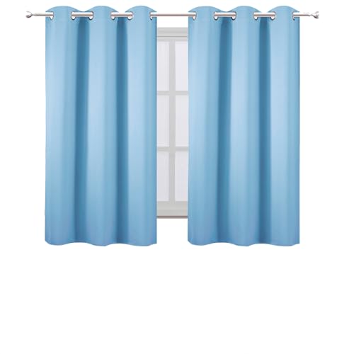 Image of LEMOMO Sky Blue Blackout Curtains 42 x 54 Inch Length Set of 2 Panels Grommet Bedroom Curtains for Living Room