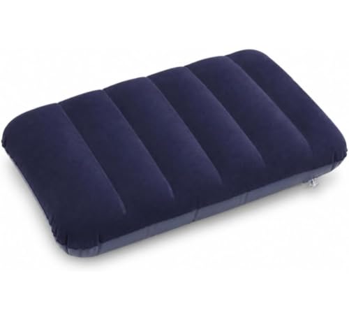 Image of Rubberized Cotton Small Squared Travel Flocked Fabric Air Pillow, Compact, Comfortable and Inflatable, Used for Neck & Lumbar Support, Camping and Hiking, Blue Color, (Pack of 1)