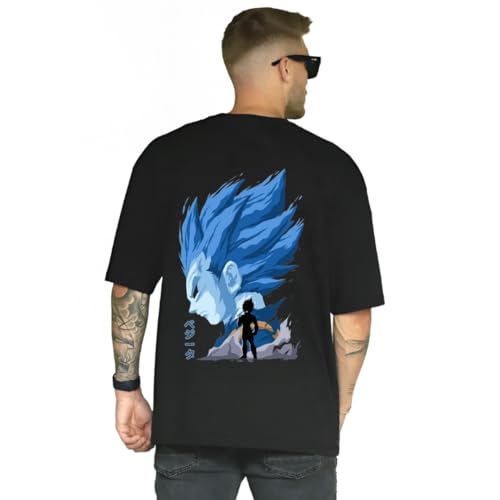 Image of HUMBE Oversized T Shirts for Men Half Sleeve Fit Drop Shoulder Casual T-Shirt | Black Printed Round Neck T-Shirt for Men